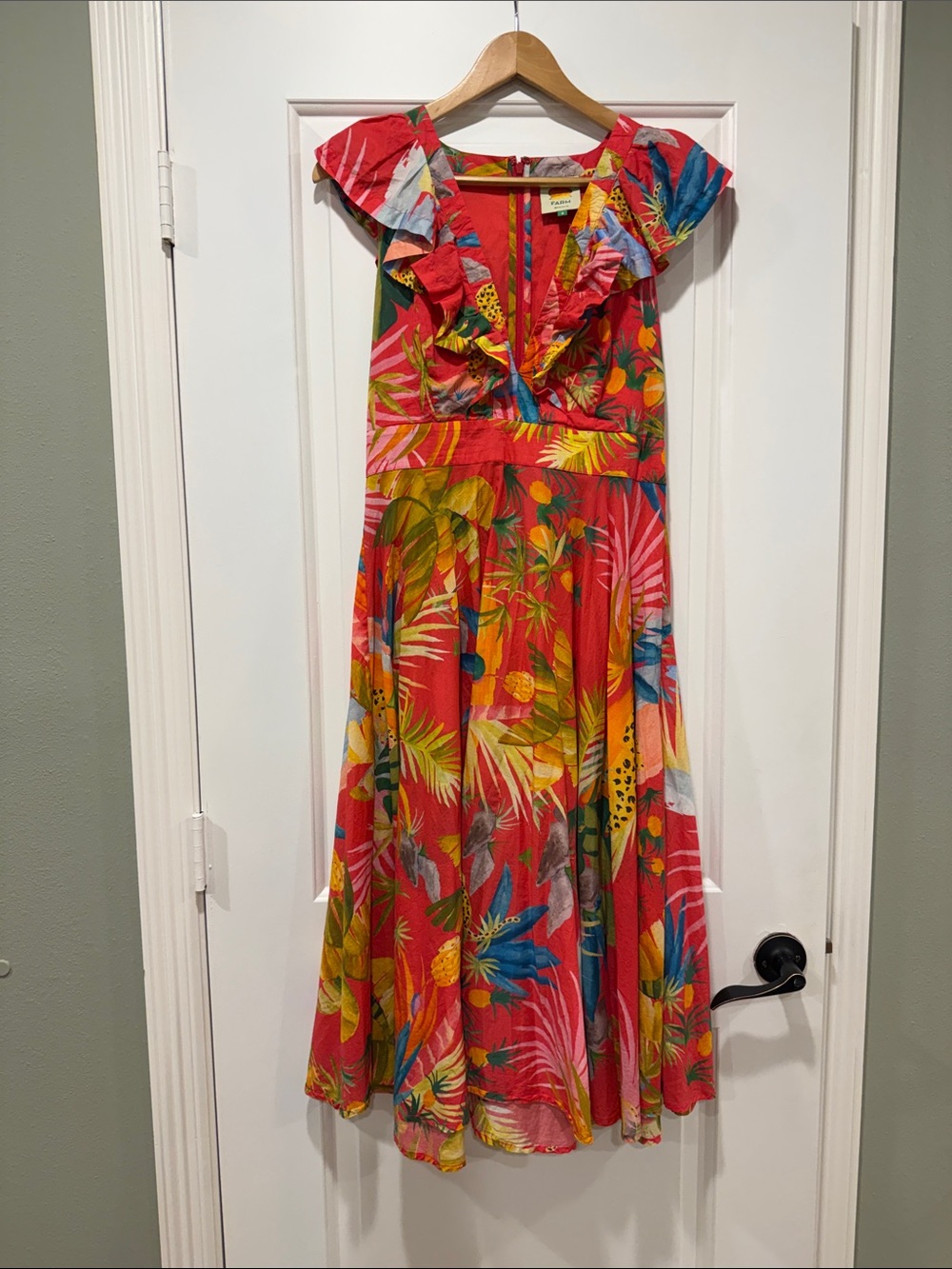 FARM Rio Coral Tropical Maxi Dress with Multicolor Floral Print